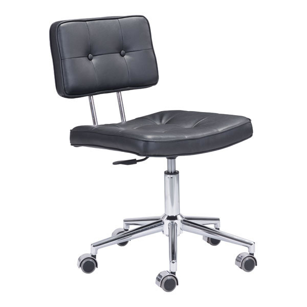 248733 31.5-35.8 X 22.4 X 22.4 In. Leatherette Chromed Steel Office Chair - Black