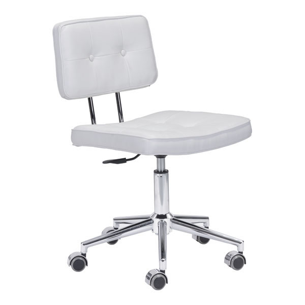 248734 31.5-35.8 X 22.4 X 22.4 In. Leatherette Chromed Steel Office Chair - White