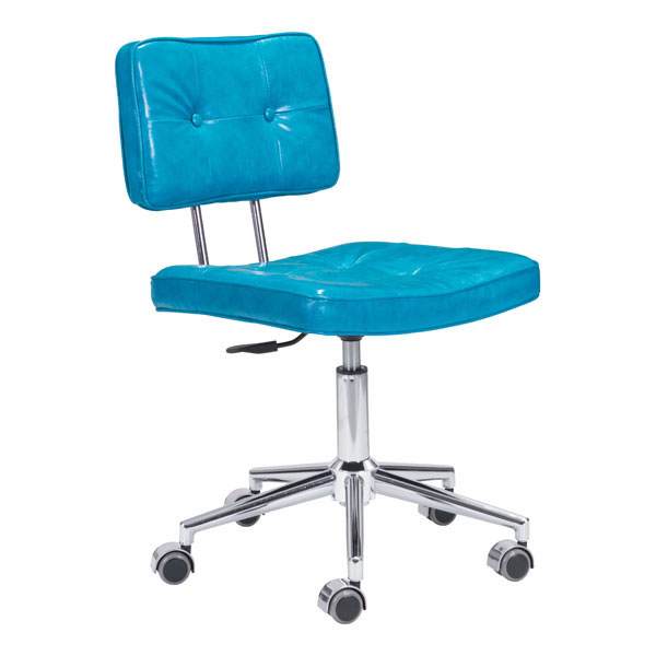 248735 31.5-35.8 X 22.4 X 22.4 In. Leatherette Chromed Steel Office Chair - Blue
