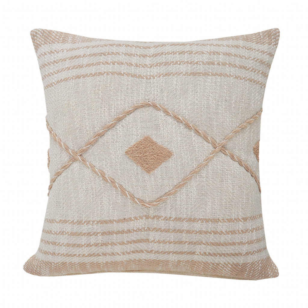 517154 4 x 20 x 20 in. Tan Coastal Zippered 100 Percent Cotton Throw Pillow - Set of 2