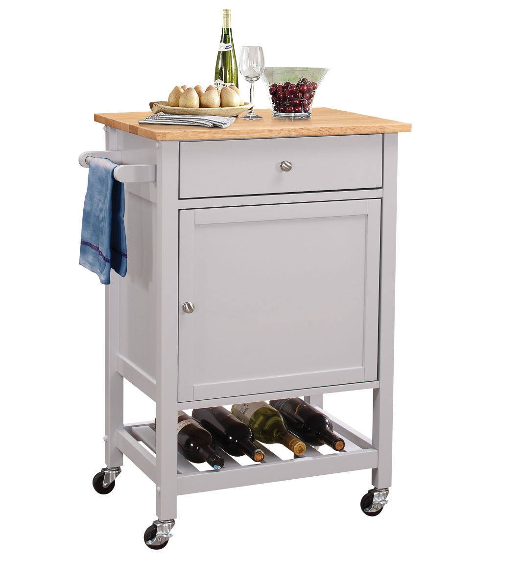 286670 34 X 25 X 17 In. Mdf Natural & Gray Kitchen Cart