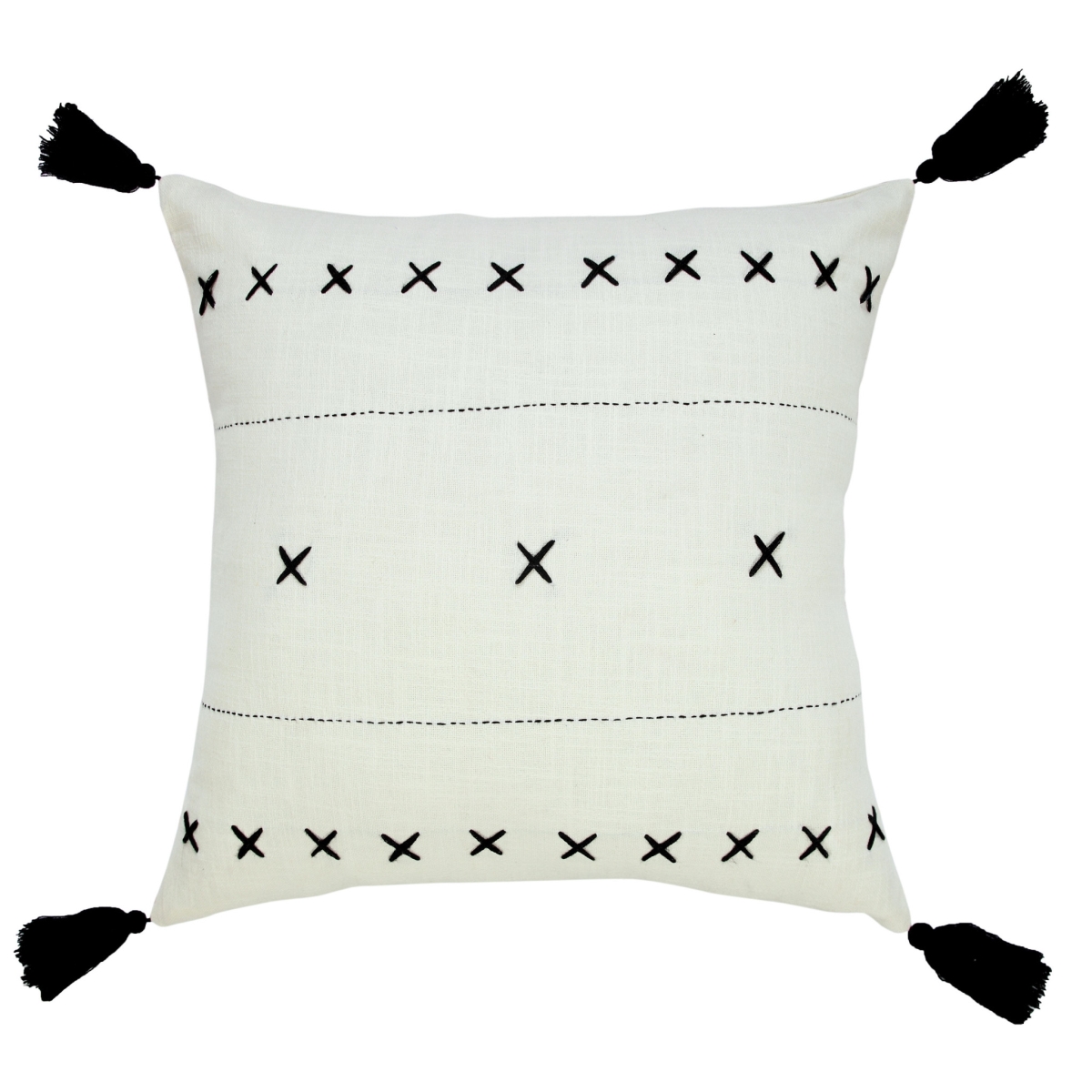 516803 4 x 20 x 20 in. White Geometric Zippered 100 Percent Cotton Throw Pillow - Set of 2