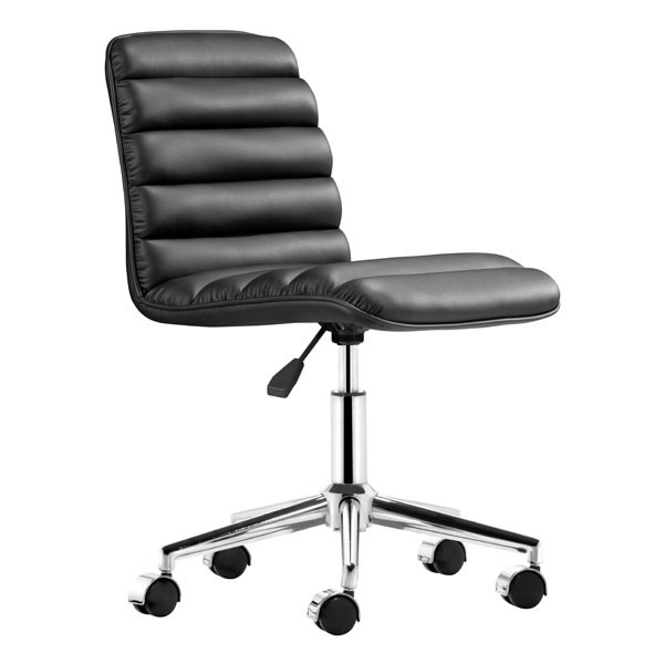 248982 32.5-35.5 X 18.5 X 22 In. Leatherette Chromed Steel Office Chair - Black