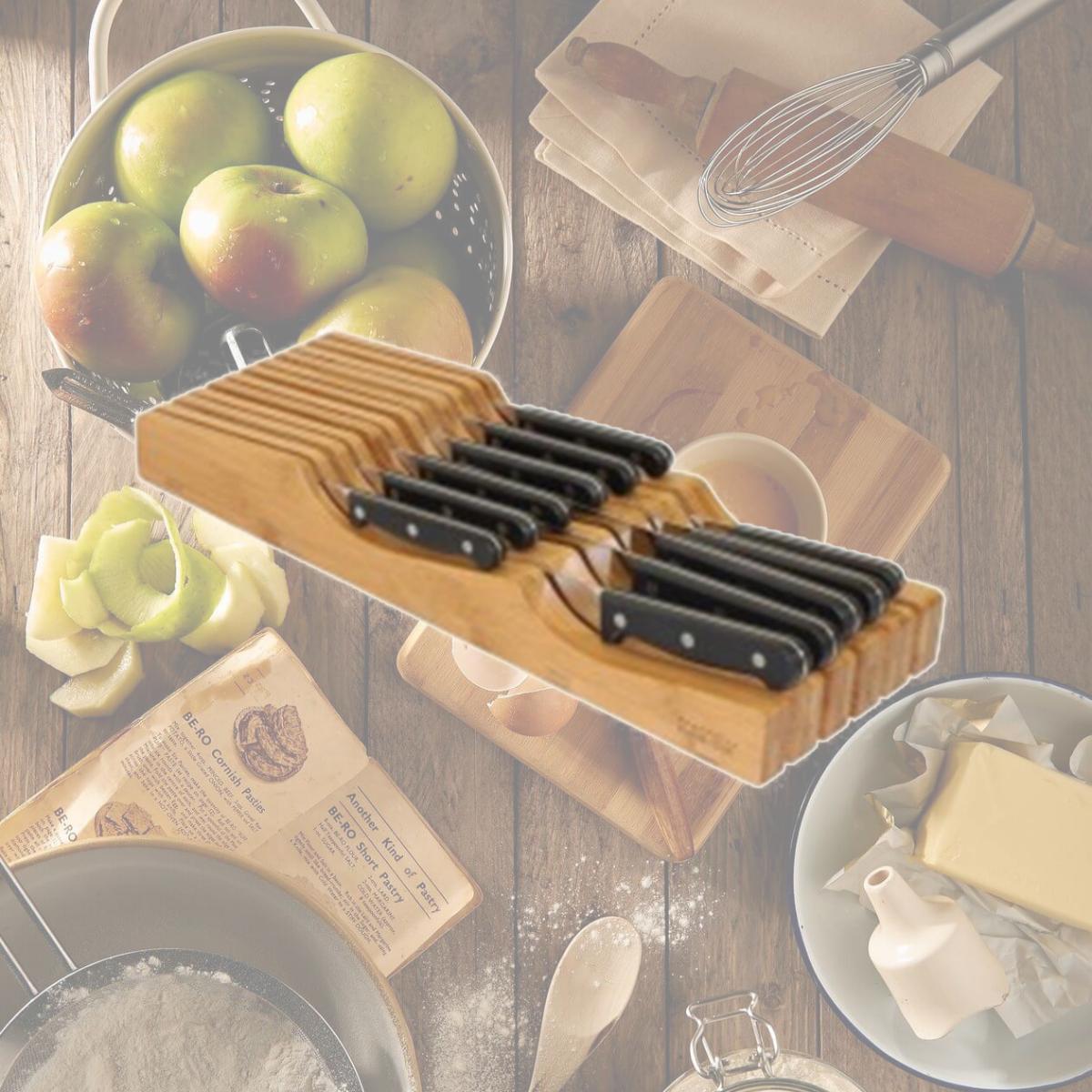 Picture of Oceanstar KB1354 Oceanstar In-Drawer Bamboo Knife Organizer