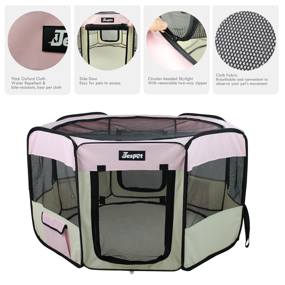 Picture of 212 Main PPP-61PK 61 in. Soft Pet Playpen&#44; Pink & Creamy White - Large