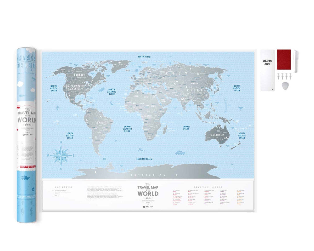 Picture of Odash TRVLMP-SW 80 x 60 cm Silver World Travel Map