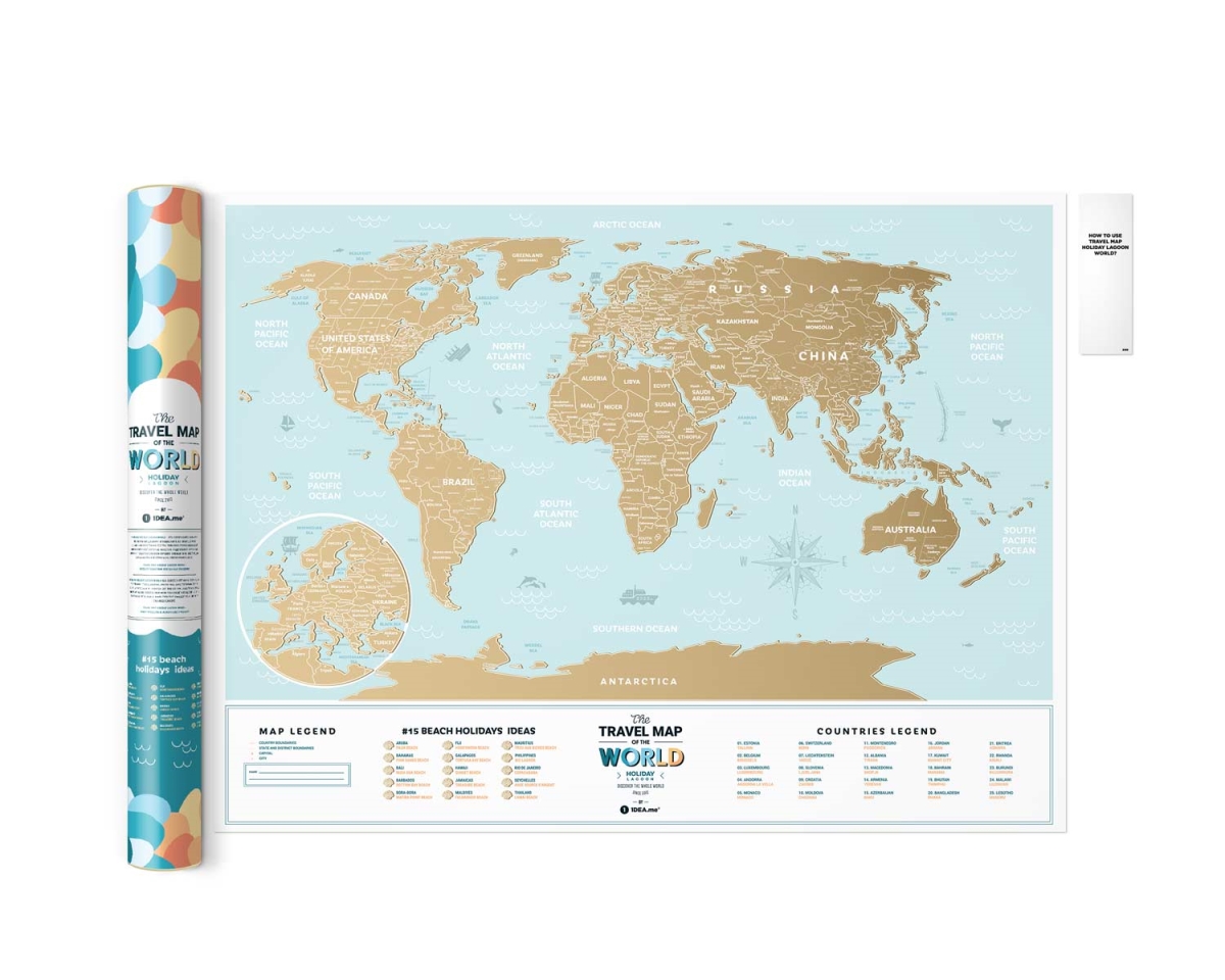 Picture of Odash TRVLMP-HLW 80 x 60 cm Holiday Lagoon World Travel Map