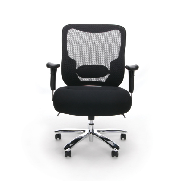 Ess-200-blk Big And Tall Swivel Mesh Office Chair With Arms, Black & Chrome