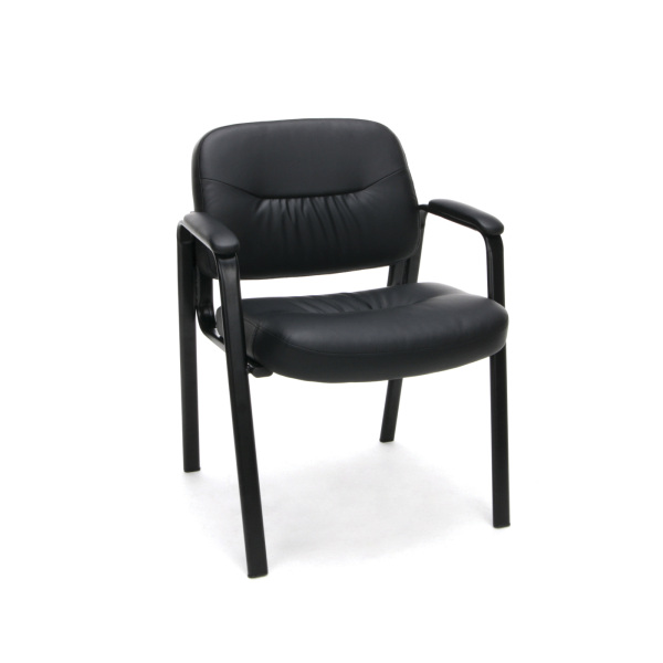 Ess-9010 Leather Executive Side Chair With Padded Arms, Black