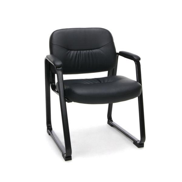 Ess-9015 Leather Executive Sled Base Side Chair With Padded Arms