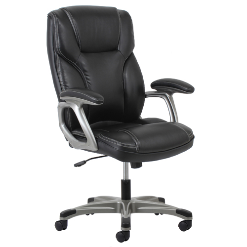 Ess-6030-blk Ergonomic High-back Leather Executive Office Chair With Arms, Black