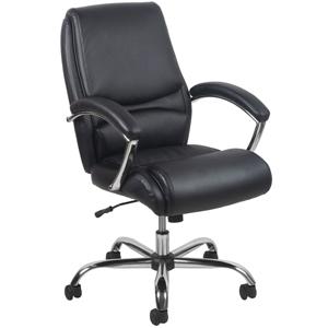 Ess-6070-blk Ergonomic High-back Leather Executive Office Chair With Arms, Black & Chrome