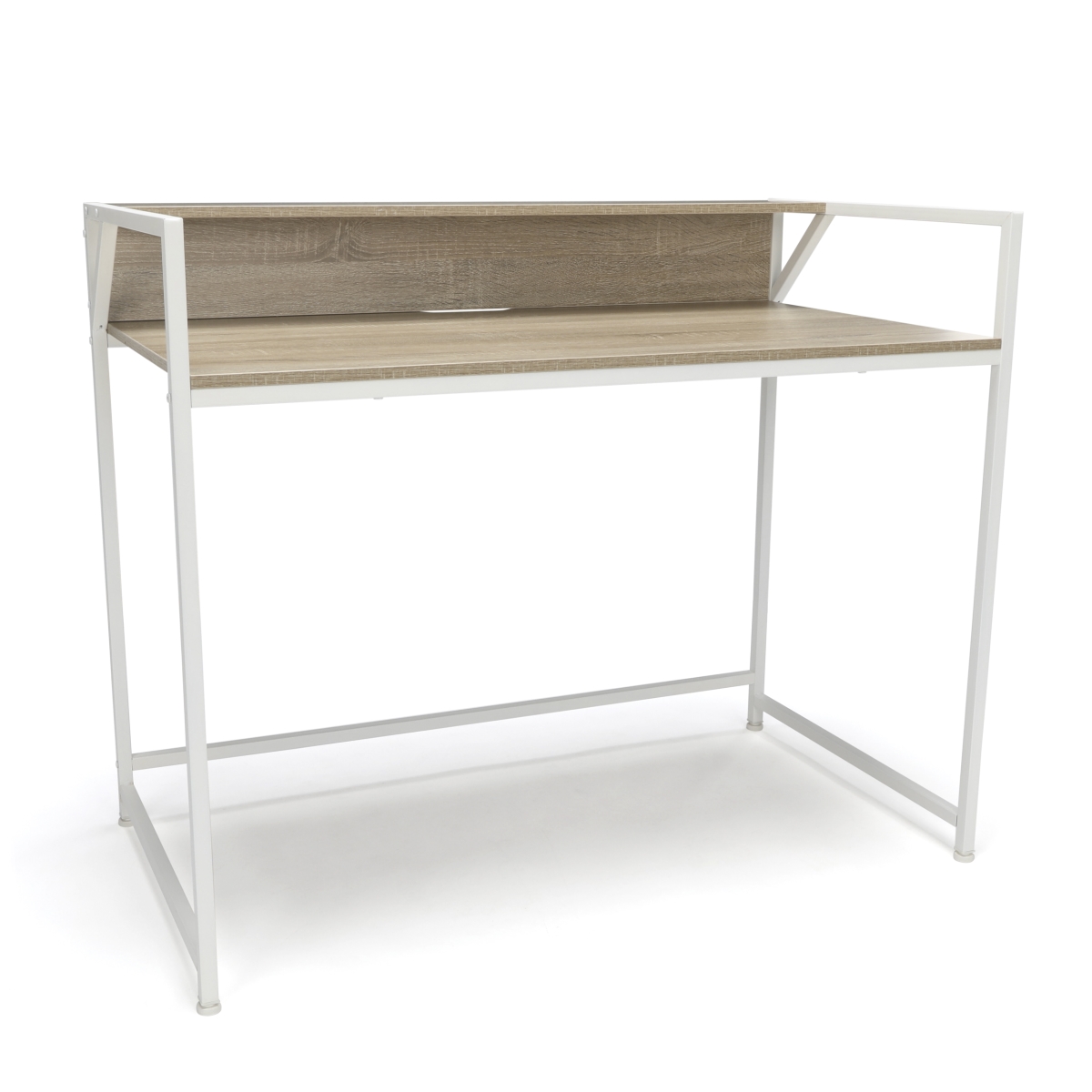Ess-1003-wht-nat Computer Desk With Shelf, White With Natural