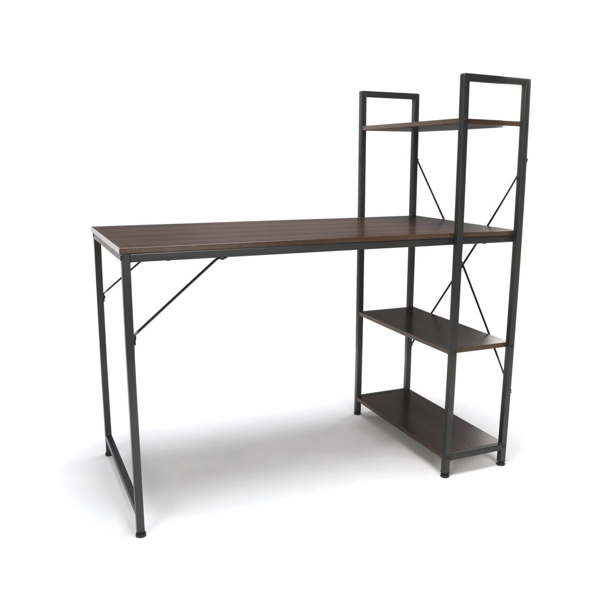 Ess-1004-gry-wnt Combination Desk With 4 Shelf Unit, Walnut With Gray Frame