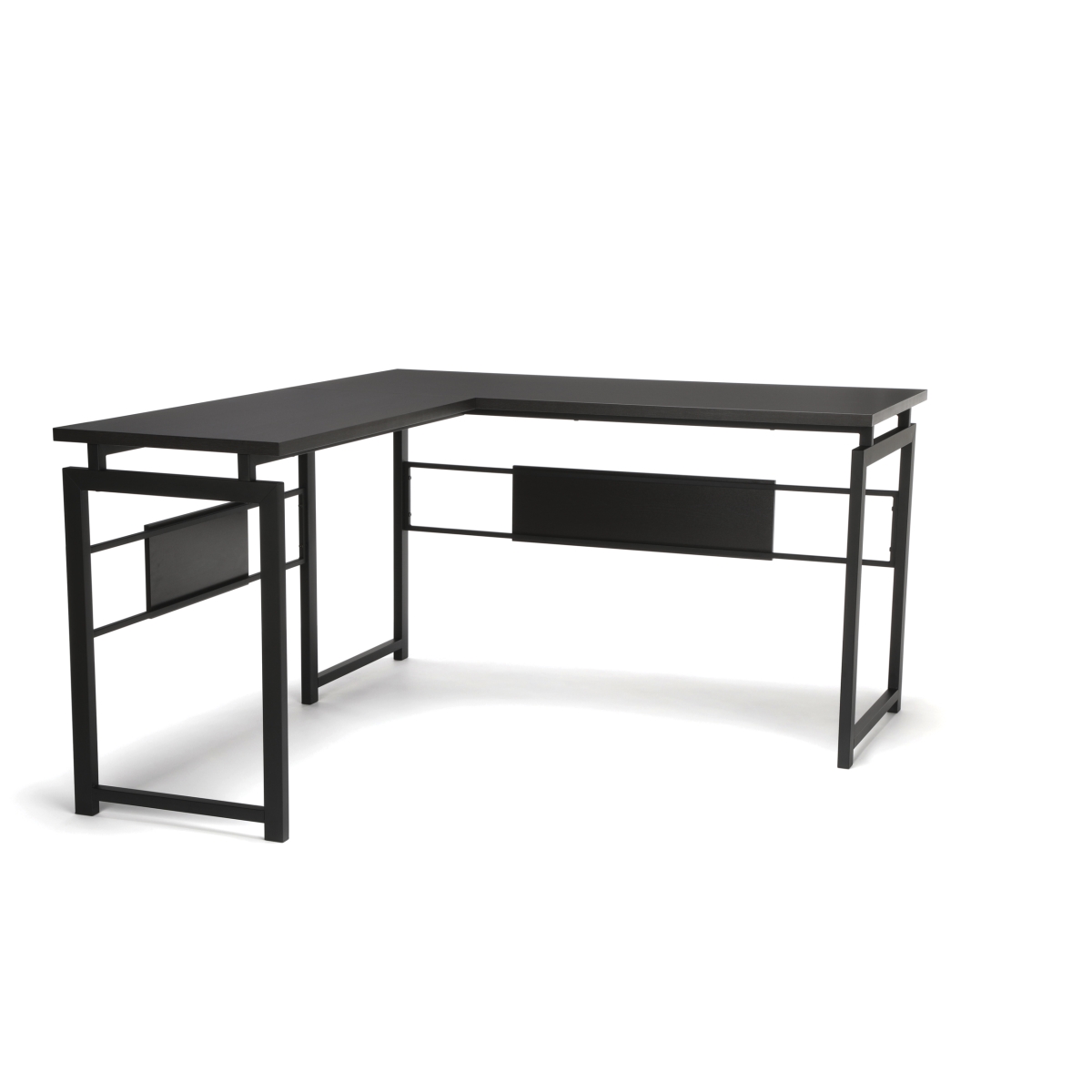 Ess-1020-blk-esp L Desk With Metal Legs, Espresso With Black Frame