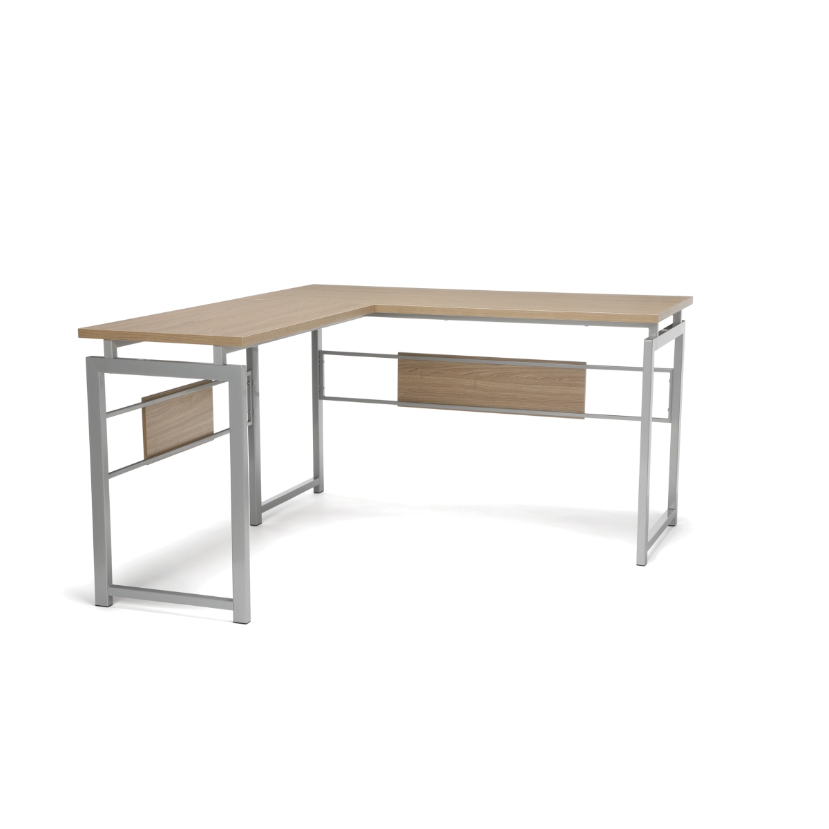 Ess-1020-slv-hvt L Desk With Metal Legs, Harvest With Silver Frame