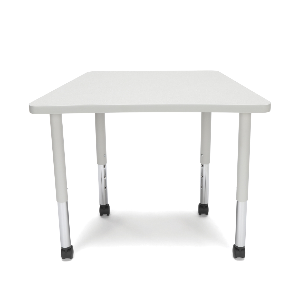 Trap-slc-grynb Adapt Series Trapezoid Student Table - 20-28 In. Height Adjustable Desk With Casters, Gray Nebula