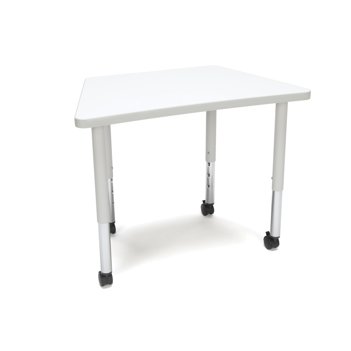 Trap-slc-wht Adapt Series Trapezoid Student Table - 20-28 In. Height Adjustable Desk With Casters, White