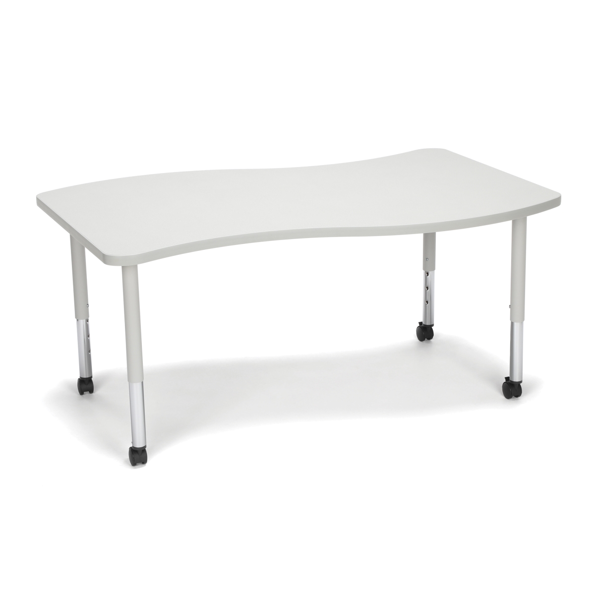 Wave-l-slc-grynb Adapt Series Large Wave Student Table - 20-28 In. Height Adjustable Desk With Casters, Gray Nebula
