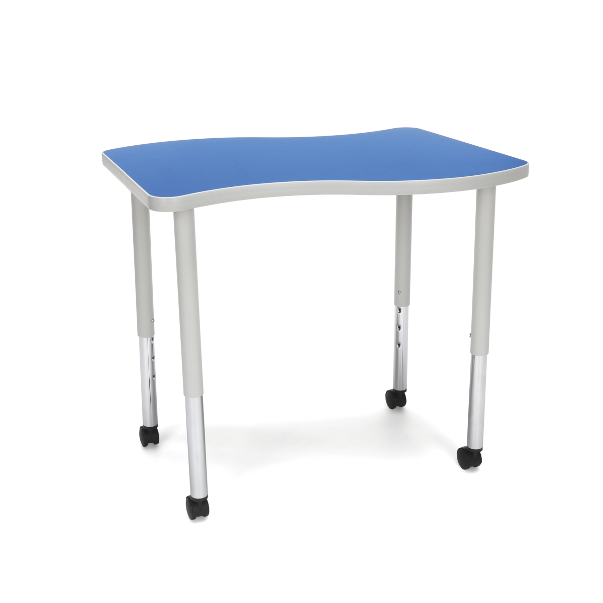 Wave-s-llc-blu Adapt Series Small Wave Standard Table - 25-33 In. Height Adjustable Desk With Casters, Blue