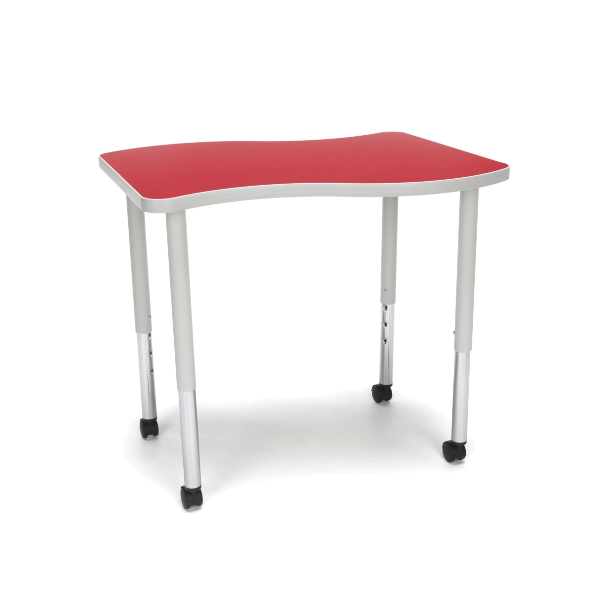 Wave-s-llc-red Adapt Series Small Wave Standard Table - 25-33 In. Height Adjustable Desk With Casters, Red