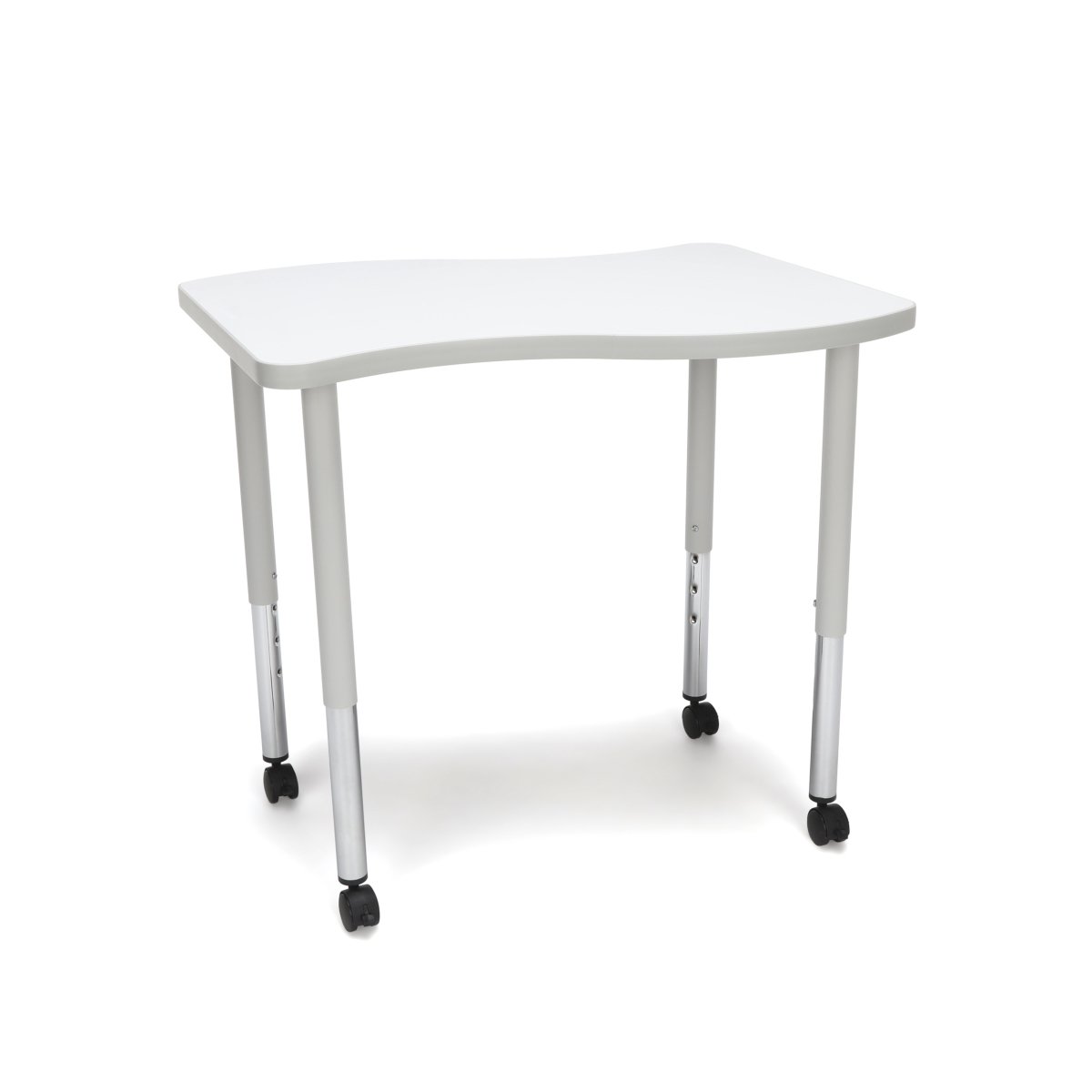 Wave-s-llc-wht Adapt Series Small Wave Standard Table - 25-33 In. Height Adjustable Desk With Casters, White