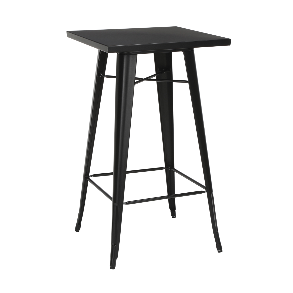 161-bt24-bk 24 In. 161 Collection Industrial Modern Square Bar Table With Footring, Galvanized Steel Indoor & Outdoor Table - Black