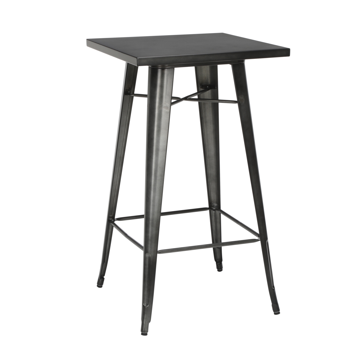 161-bt24-gm 24 In. 161 Collection Industrial Modern Square Bar Table With Footring, Galvanized Steel Indoor & Outdoor Table - Gunmetal