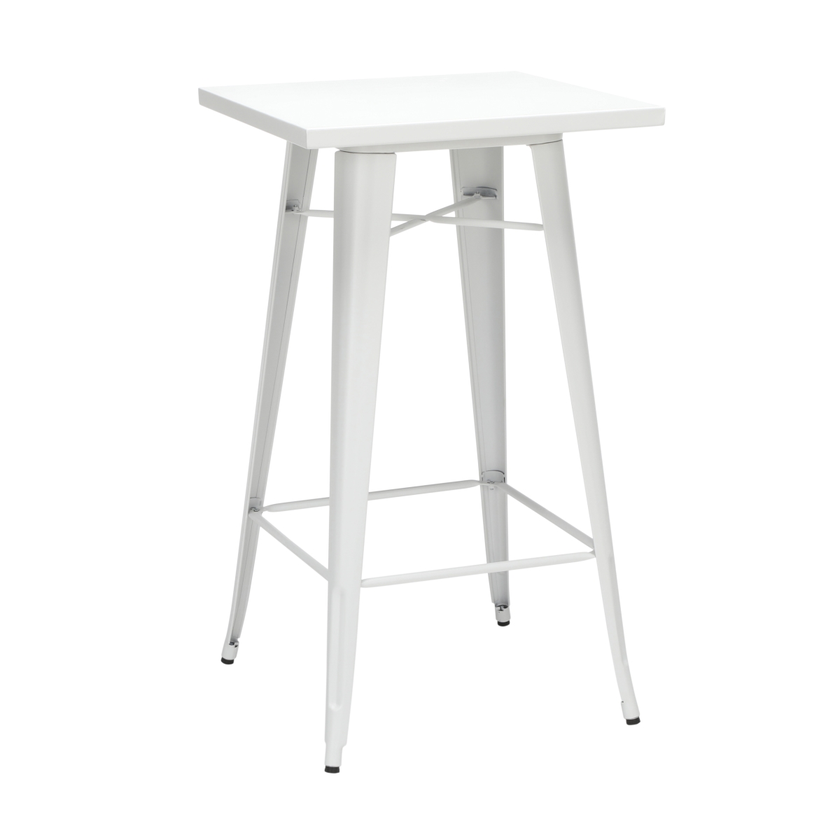 161-bt24-wht 24 In. 161 Collection Industrial Modern Square Bar Table With Footring, Galvanized Steel Indoor & Outdoor Table - White