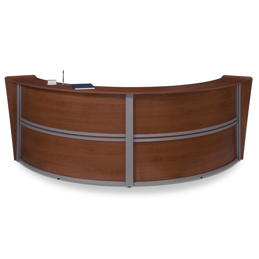 55292-chy Double Unit Curved Reception Station- Cherry