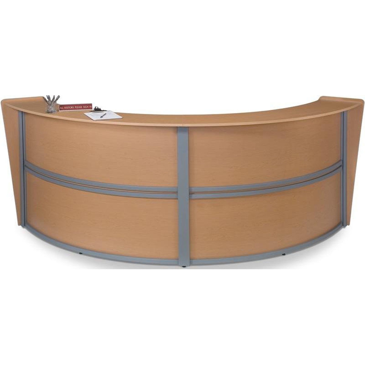 55292-mpl Double Unit Curved Reception Station- Maple