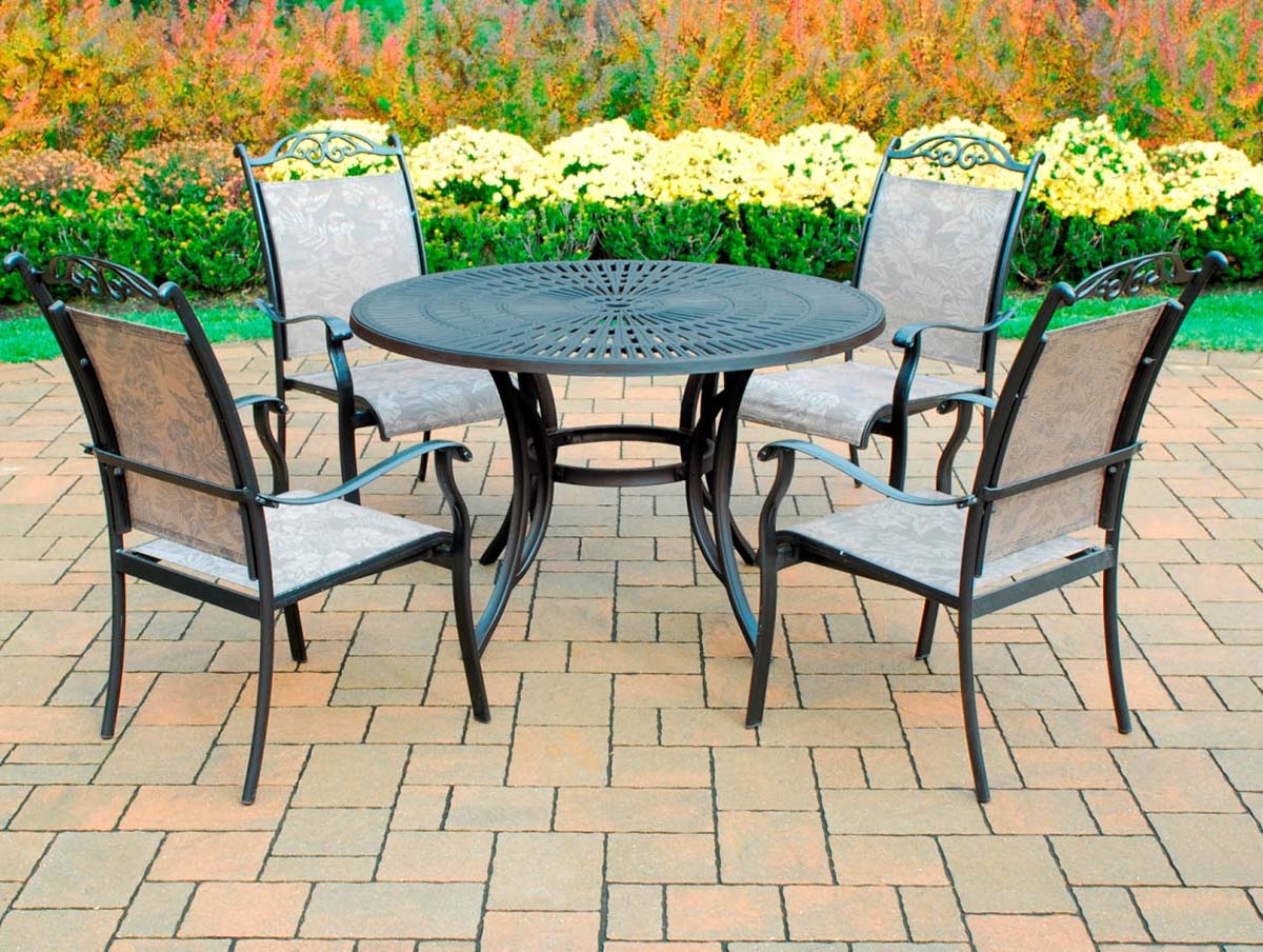Oakland Living 2137-10605-c-5-cf Sunray Cascade 48 In. Table, 5 Piece Of Dining Set - Coffee