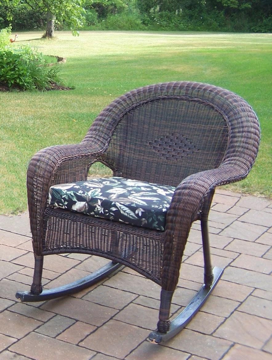 Oakland Living 90031-r-bf-cf Resin Wicker Rocker With Cushion - Coffee, Pack Of 2