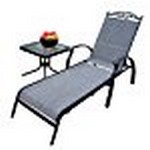 Oakland Living 10605-l1et1-2-bk Cascade Sling 2 Piece Of Chaise Lounge Set, Chaise Lounge & 20 In. End Table - Black