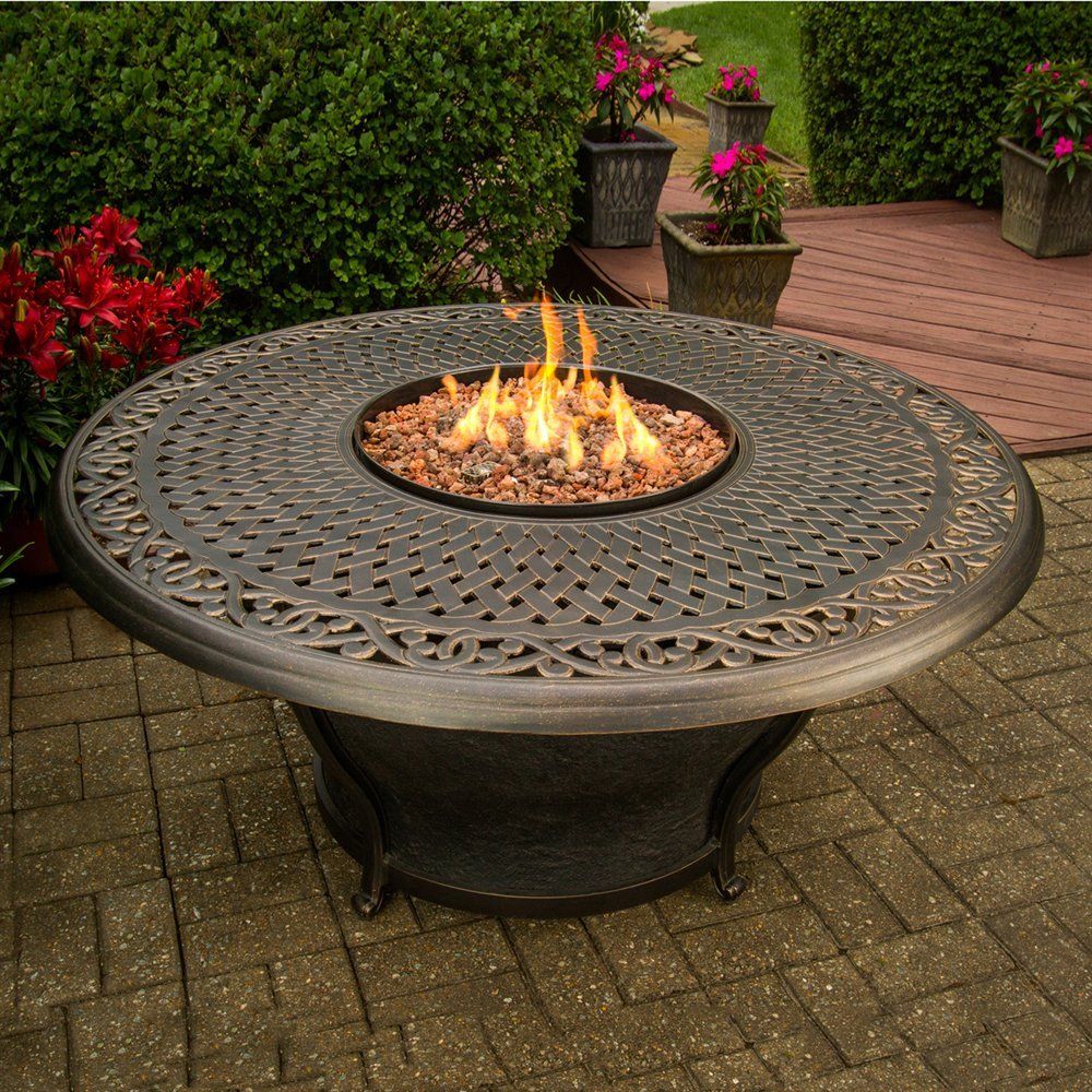 Oakland Living 8206-rd48-gst-ab Charleston Round 48 In. Gas Firepit Table - Antique Bronze