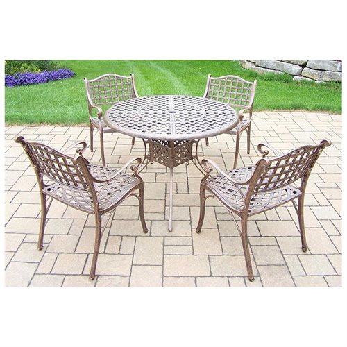 Oakland Living 1102t-1109c4-5-ab Elite 5 Piece Set With 42 In. Table, Antique Bronze