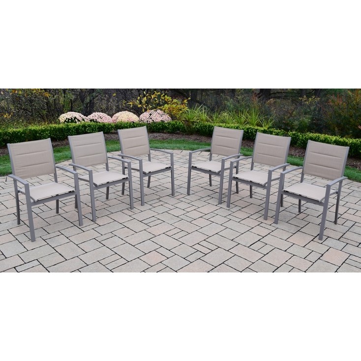 Oakland Living 3734-c6-cp 6 Padded Sling Stackable Chairs - Champagne, Aluminium