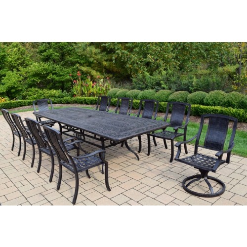 Oakland Living 7809-7815c8-7816s2-11-mc Vanguard Aluminum 11 Piece Dining Set Includes A 126-84 X 46 In. Extendable Table, Aged