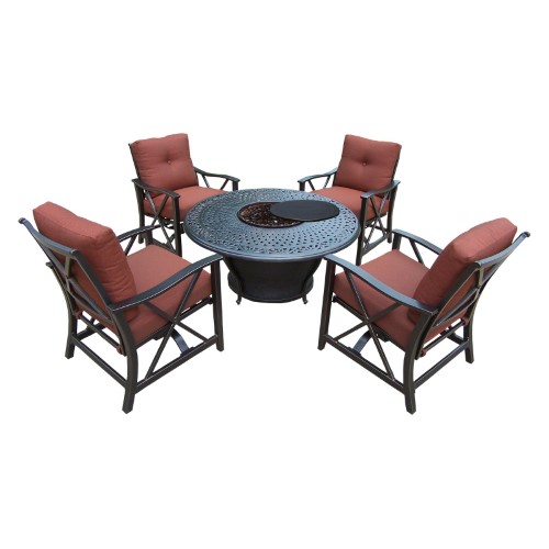 Oakland Living 8206gst-8202rc2-8214gb-8207lz-5-ab Caledonia Table Set With Burner System, Antique Bronze