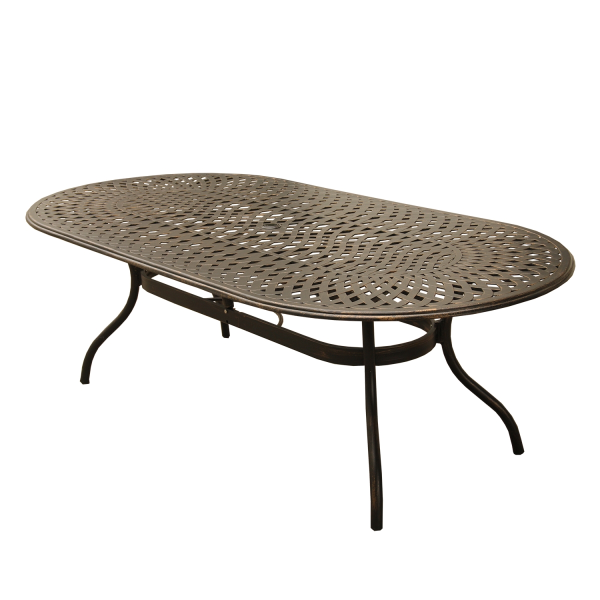 Oakland Living 1025-oval-95-mesh-table-bz 95 In. Contemporary Modern Outdoor Mesh Lattice Aluminium Oval Dining Table, Bronze