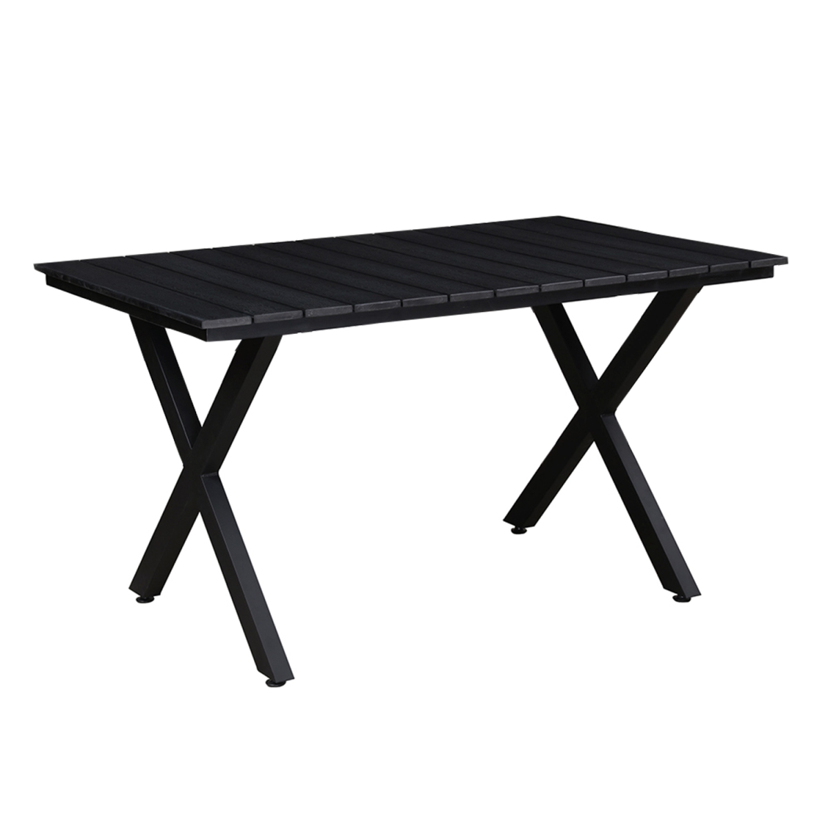 Oakland Living 902-table-bk 51 In. Indoor & Outdoor Rectangular Modern Contemporary Faux Wood Slatted Steel Dining Table, Black
