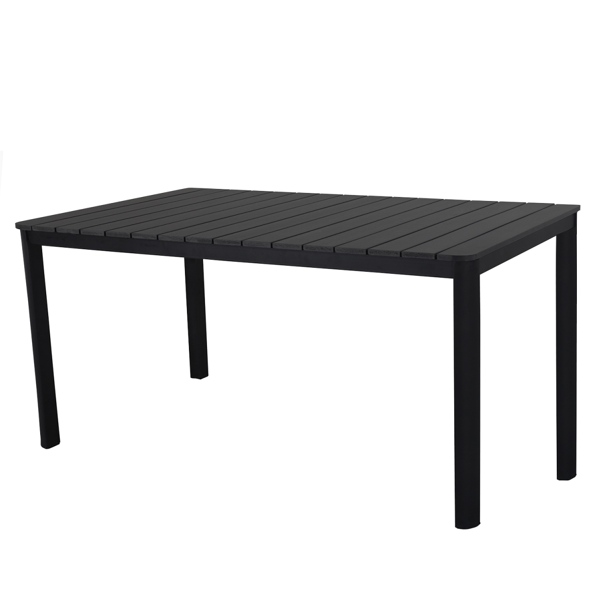 Oakland Living 932-table-bk 63 In. Indoor & Outdoor Rectangular Modern Contemporary Faux Wood Slatted Steel Dining Table, Black