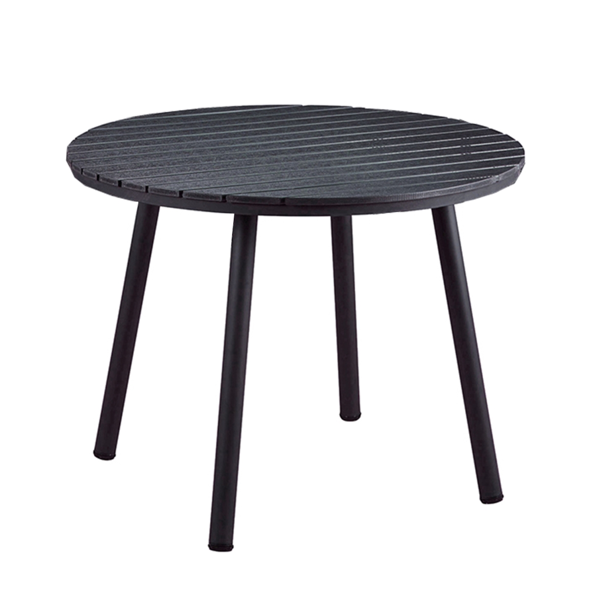 Oakland Living 910-table-bk 39 In. Indoor & Outdoor Round Modern Contemporary Faux Wood Slatted Steel Dining Table, Black