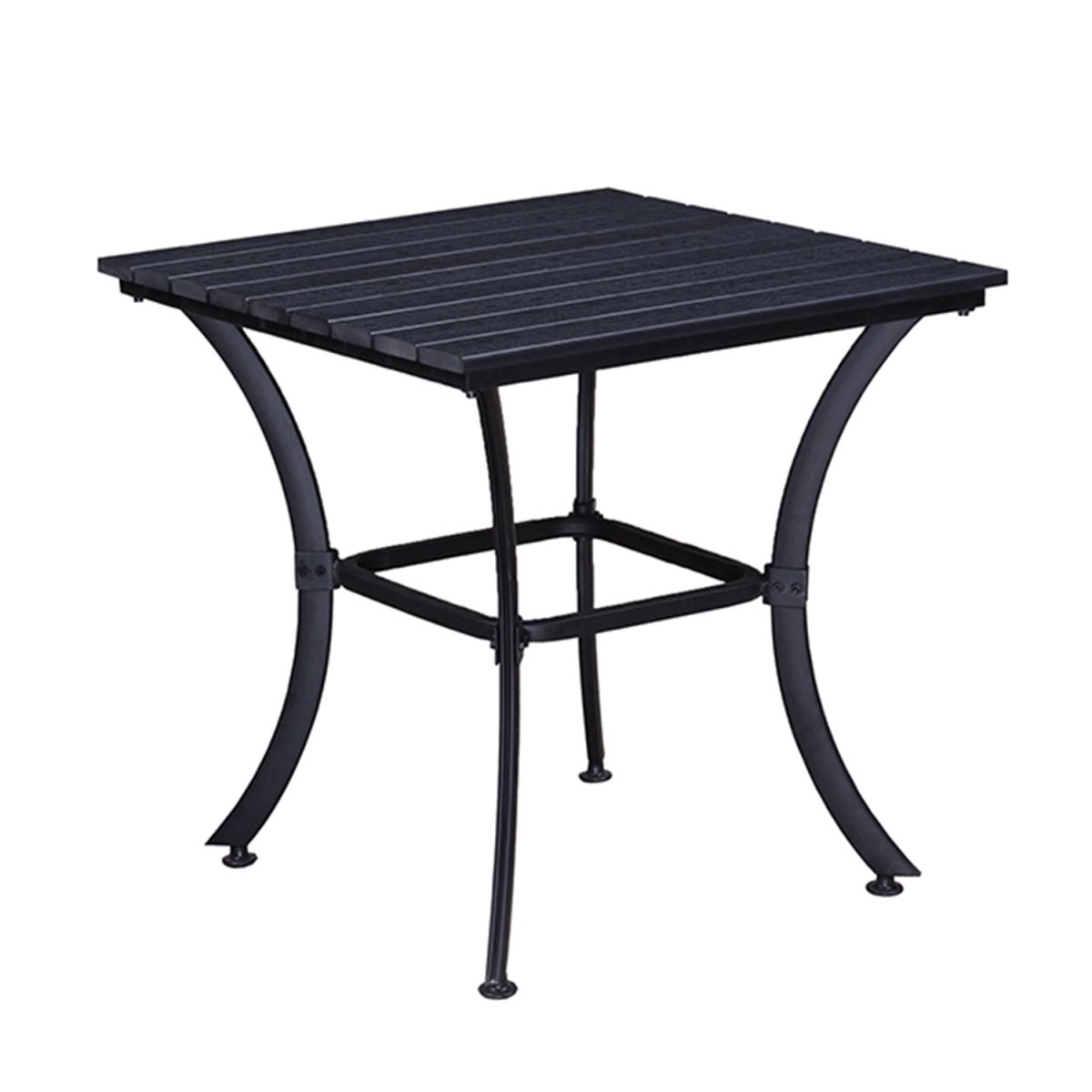 Oakland Living 904-table-bk 25 In. Indoor & Outdoor Square Modern Contemporary Faux Wood Slatted Steel Dining Table, Black