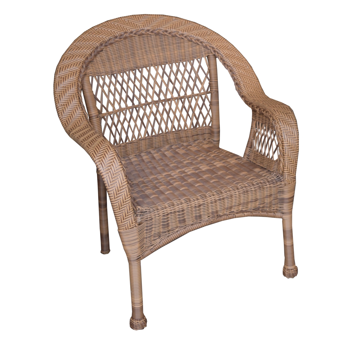 Oakland Living 9999-chair-nt Traditional Outdoor & Indoor Stackable All Weather Resin Light Brown Wicker Patio Chair With Aluminum Frame, Natural