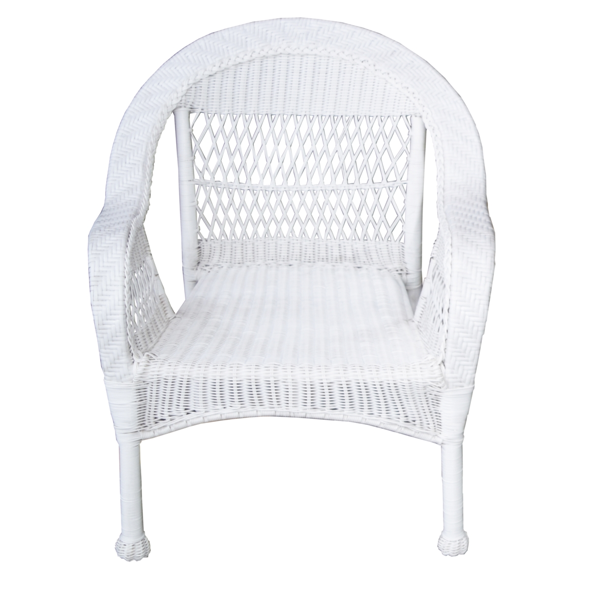 Oakland Living 9999-chair-wt Traditional Outdoor & Indoor Stackable All Weather Resin Wicker Patio Chair With Aluminum Frame, White
