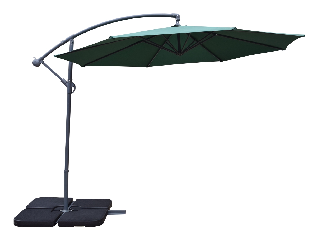 10 Ft. Cantilever Umbrella Water Or Sand Fillable, Dark Green & Black - 4 Piece