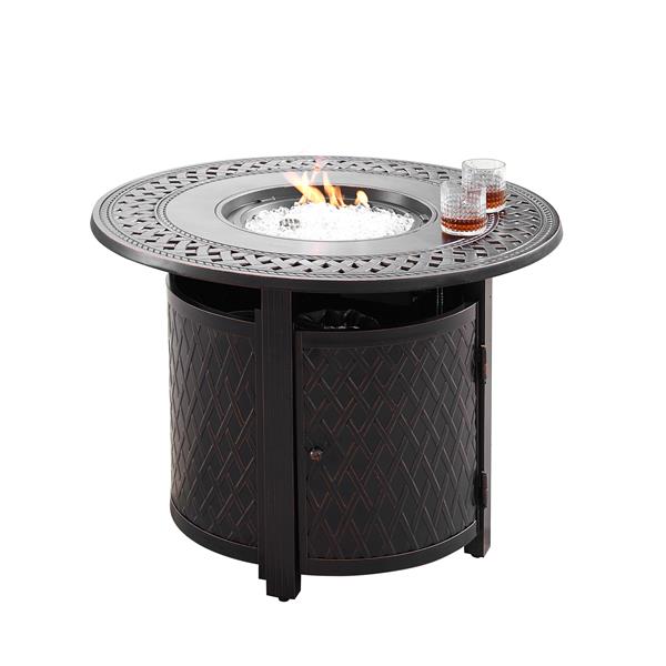 Oakland Living Ritz-fpt-ac 34 In. Aluminum Outdoor Round Propane Fire Table, Antique Copper