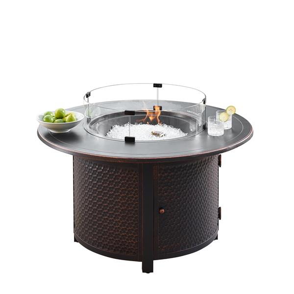 Oakland Living Matera-fpt-ac 44 In. Aluminum Outdoor Round Propane Fire Table, Antique Copper