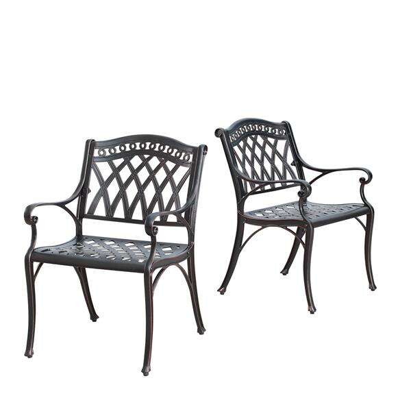 Oakland Living Serra-2chair-ac Contemporary Modern Outdoor Mesh Lattice Aluminum Dining Chair, Antique Copper - Set Of 2